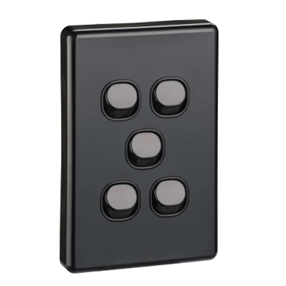 Classic 5 Gang Switch 10A Matt Black